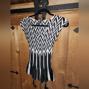 Silky Black and White Blouse